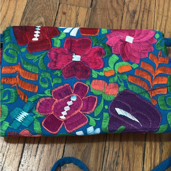 Mexican Handmade Embroidered Floral Bag Purse Crossbody Boho NWOT - Picture 9 of 10